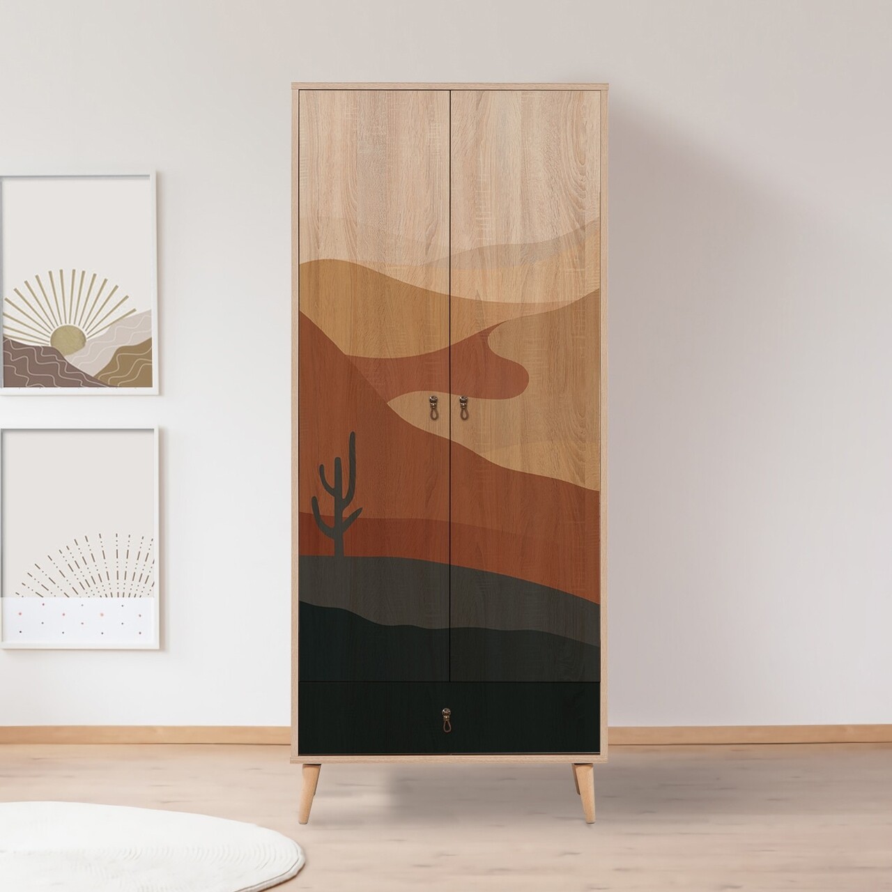 Dulap pentru haine, Vella, City Desert, 80 x 190 x 45 cm, pal melaminat, multicolor - imagine 5